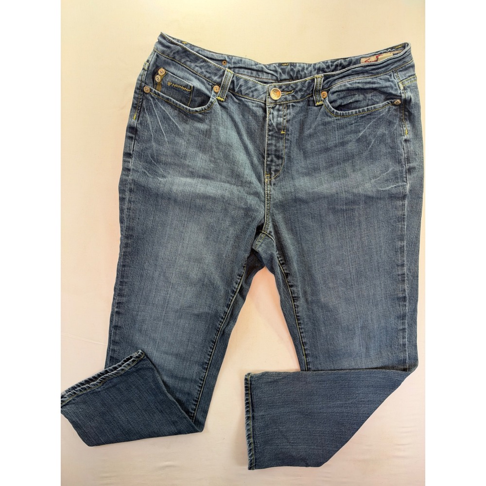 Seven7 Premium Denim Plus Size 22 Bootcut Jeans Medium Wash Embroidered Pockets